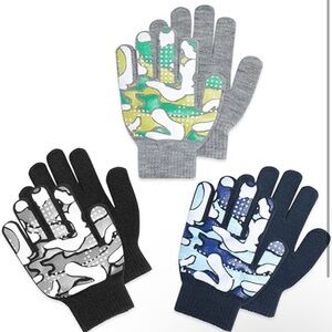 Luther pike Kids Camouflage Gloves Set - Black, Gray, Blue